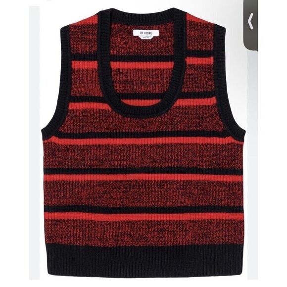 RE/DONE red striped knit U neck sweater vest top sz M NWOT redone - Picture 1 of 7